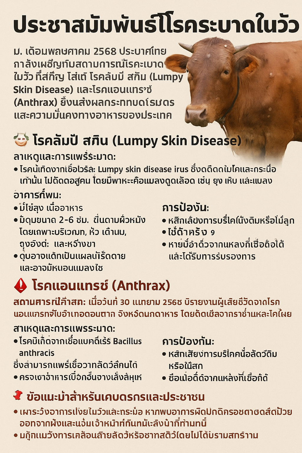 องค์การบริหารส่วนตำบลคำแมดขอประชาสัมพันธ์โรคระบาดลแะวิธีป้องกัน